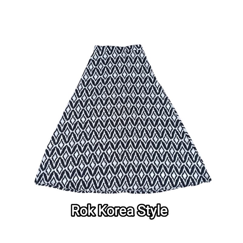 Skirt polka korea  / Rok Wanita-Putih Batik