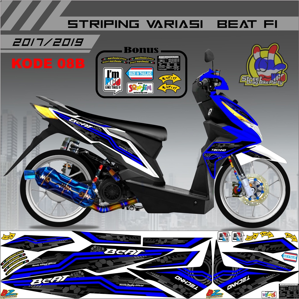 Striping Beat Stiker Motor Beat 2017-2019 kode 08