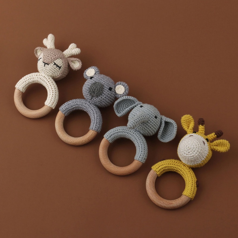 Mary 1pc Mainan Rattle Teether Kayu Bayi DIY