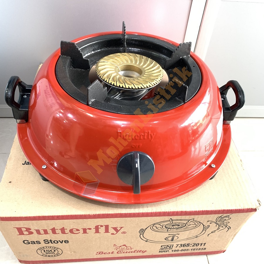 Kompor Gas Butterfly 328c 1 Tungku Tornado Kompor LPG Bulat Merah