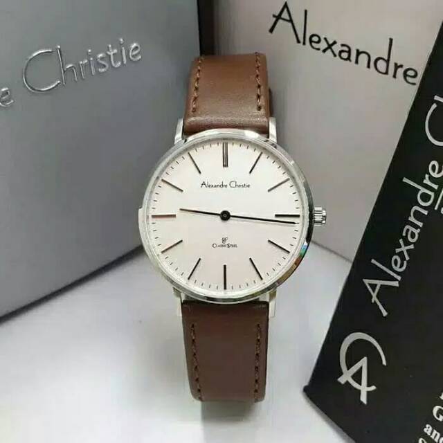 Alexandre Christie AC 8490 Wanita Silver White Leather