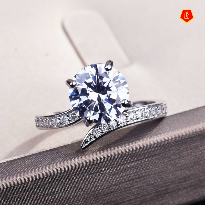 [Ready Stock]Fashion Elegant Pt950 Natural Moissanite Ring