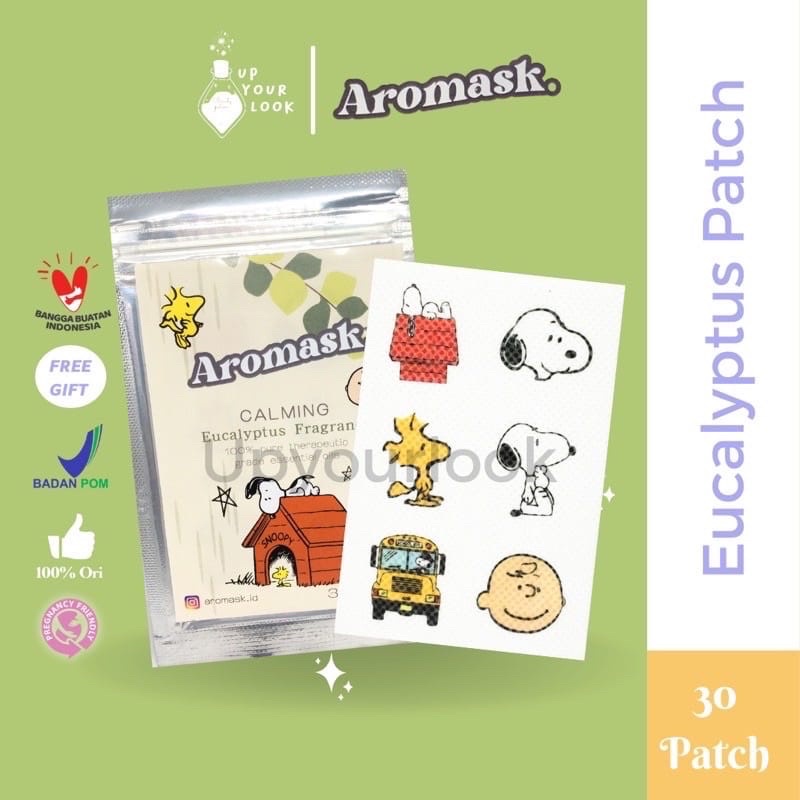 Aromask Sticker Masker Aroma Patch Freshcare Eucalyptus Patch /Stiker Masker Aromaterapi Lemon, Apple, Vanilla, Eucalyptus isi 6, 12, 18, 24 dan 30pcs
