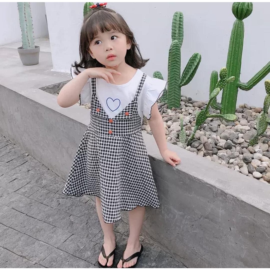 Promo !! Dress anak perempuan lucu / dress love width hand ukuran 2-3tahun / Dress import anak trendy