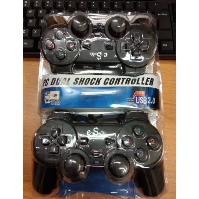 STICK PC GAME PAD MURAH DOBBLE STICK BLACK ESMILE  GAMEPAD DOBLE PC