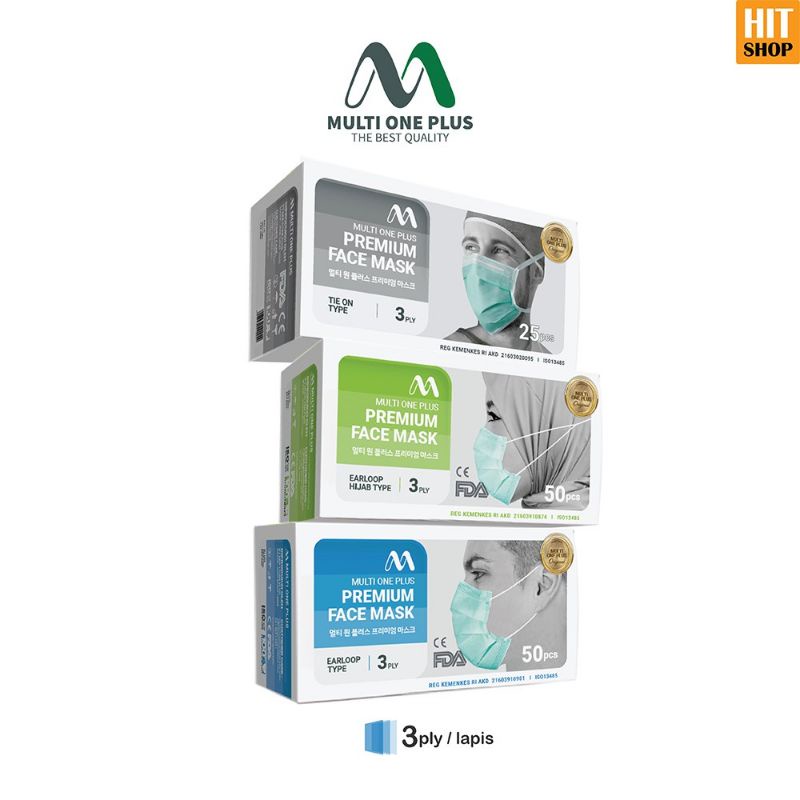 Masker Mop Medis Premium/Surgical Masker Multi One Plus (3 Ply / 4 Ply)