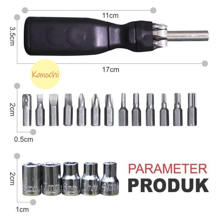 OBENG SET SCREWDRIVER PORTABLE 18pcs OBENG MULTIFUNGSI 18in1