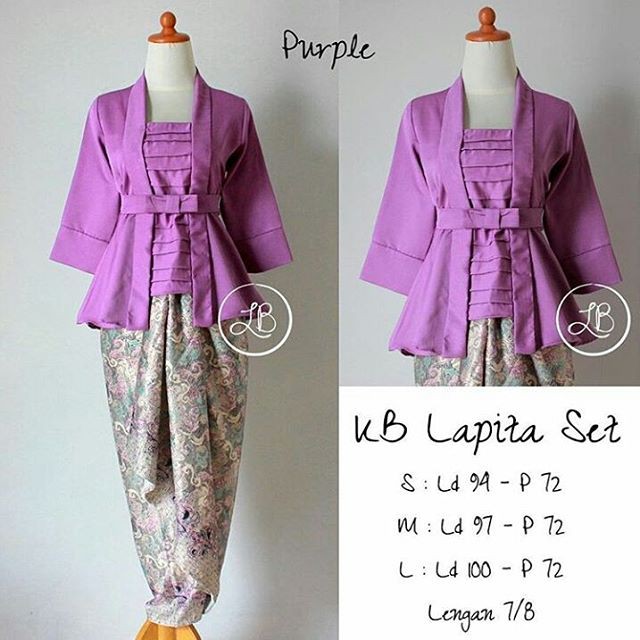 Kebaya Modern Setelan Kutu Baru Purple