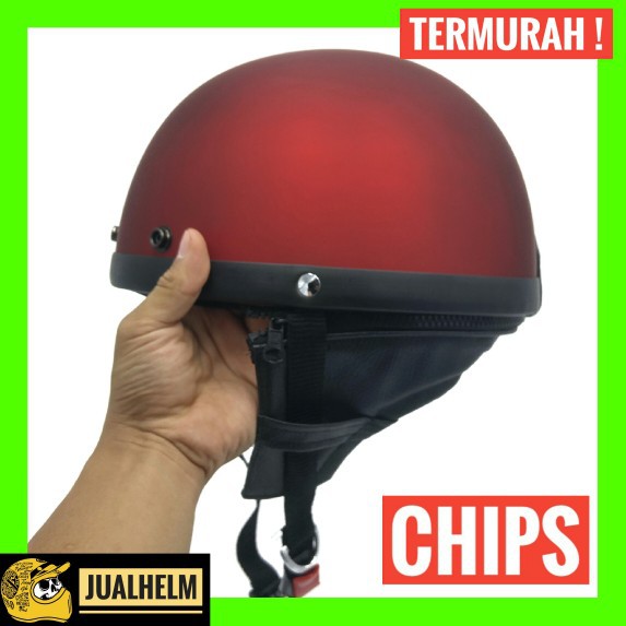 Helm Chips Retro Polos Maroon Doff ( Vespa / Bogo / Klasik / Classic )