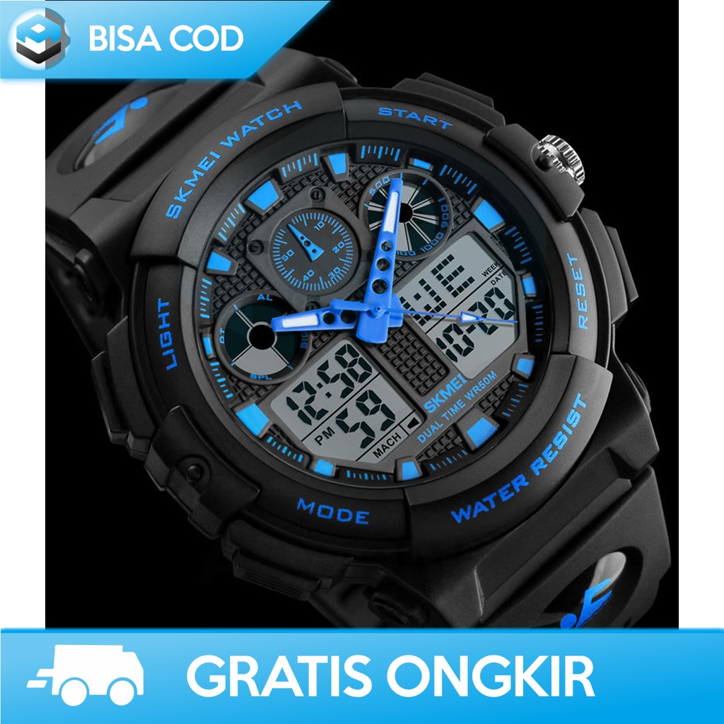 JAM TANGAN ANALOG DIGITAL COWOK SKMEI AD1270 ORI WATER RESISTANT MURAH