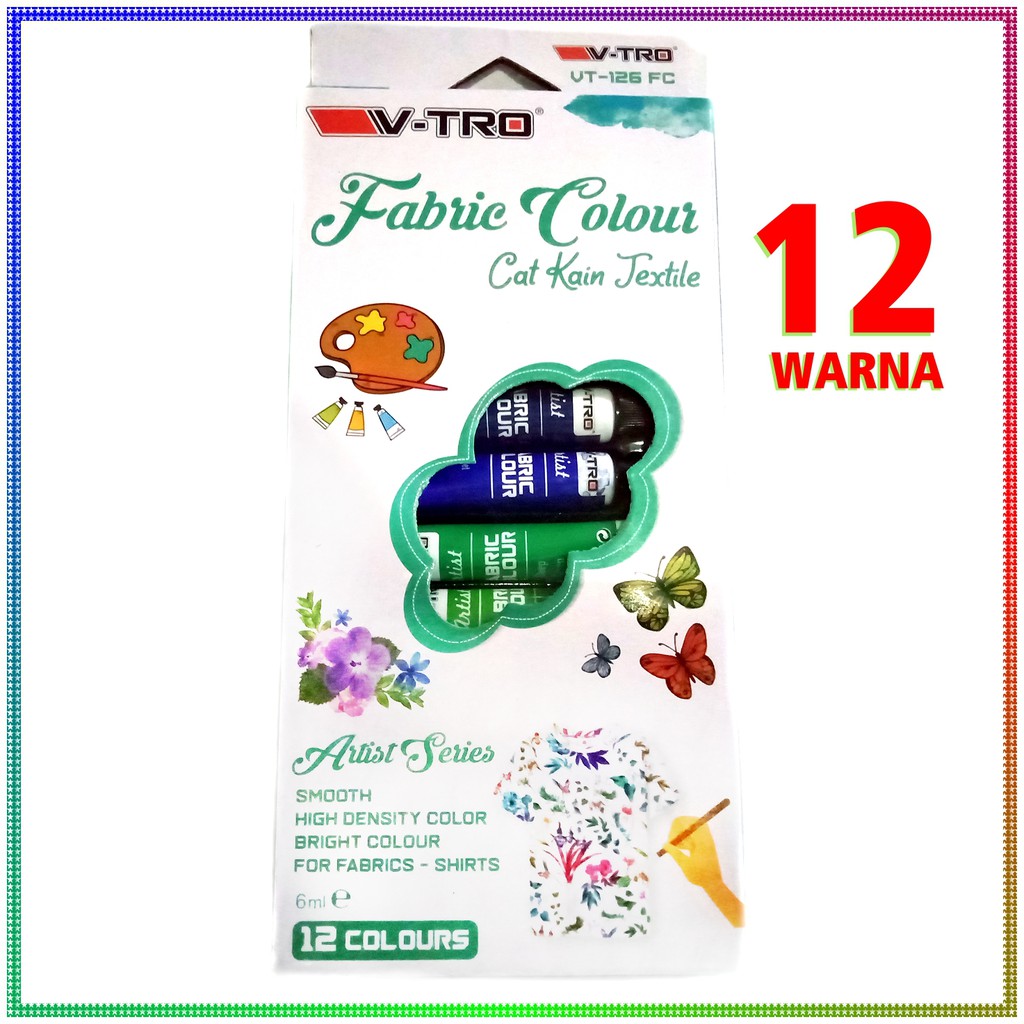 

V-tro Fabric Colour cat khusus kain textile cat kain isi 12x6ml