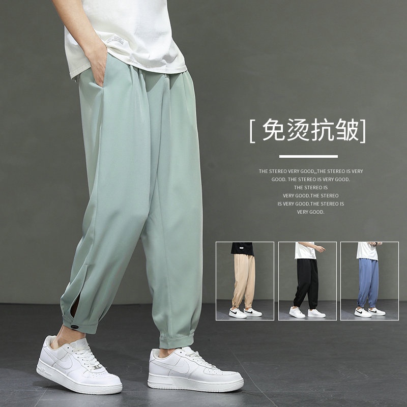 Celana Pria 2022   Tipis Kasual Celana Pria Es Sutra  Panjang Pergelangan Kaki Pergelangan Kaki Teri