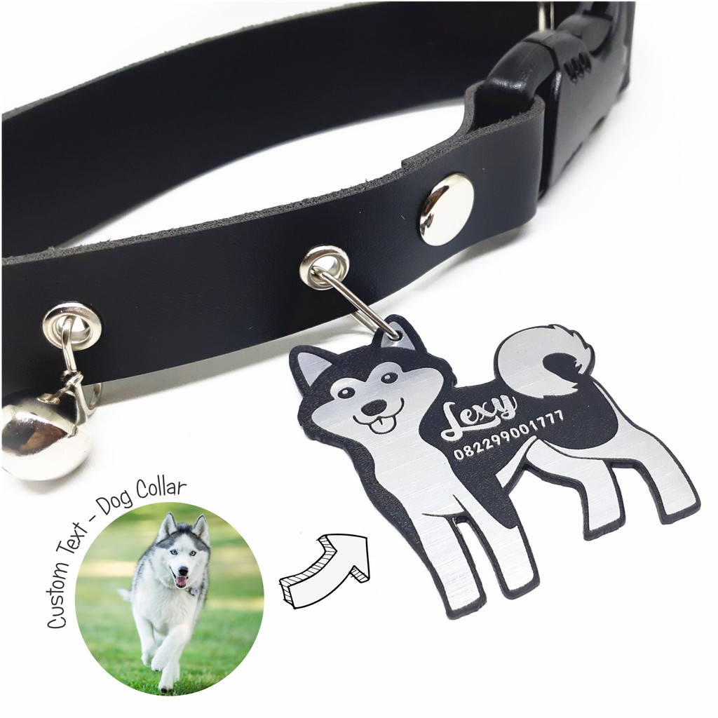 K30 - Kalung Custom Nama Anjing Husky Alaskan Malamute Pomsky Hewan PU Leather