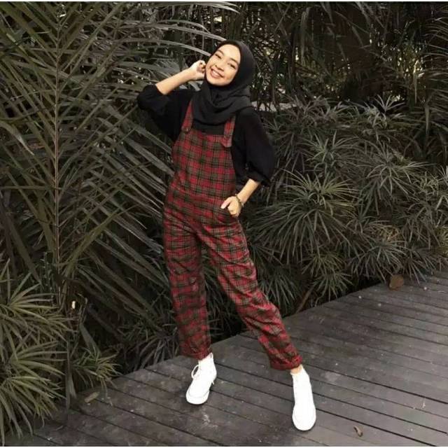 BEFAST - ZEC Overall Disha / Buna / PAKAIAN WANITA / JUMPSUIT&amp;OVERALL / Overal Wanita Kekinian / Jumpsuit Terbaru / Jumpsuit Motif Kotak-Kotak / Se Celana Panjang