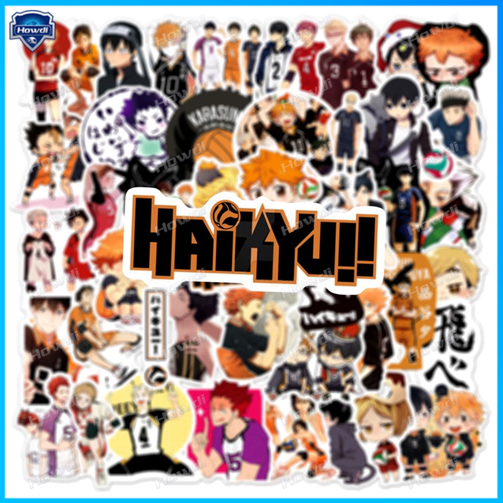 Haikyuu!! Kaos T-Shirt Lengan Pendek Motif Print Untuk Wanita Stiker Motif Anime Tahan Air Untuk Helm Motor