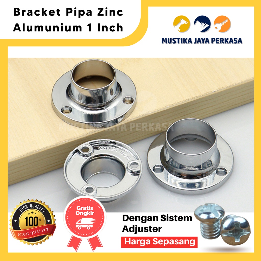 Bracket Topi Braket Pipa Besi Gantungan Baju Lemari 1 Inch Breket Pipa