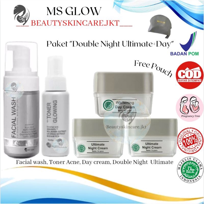 MS GLOW PAKET WAJAH DOUBLE NIGHT / PAKET WAJAH DOUBLE NIGHT MS GLOW