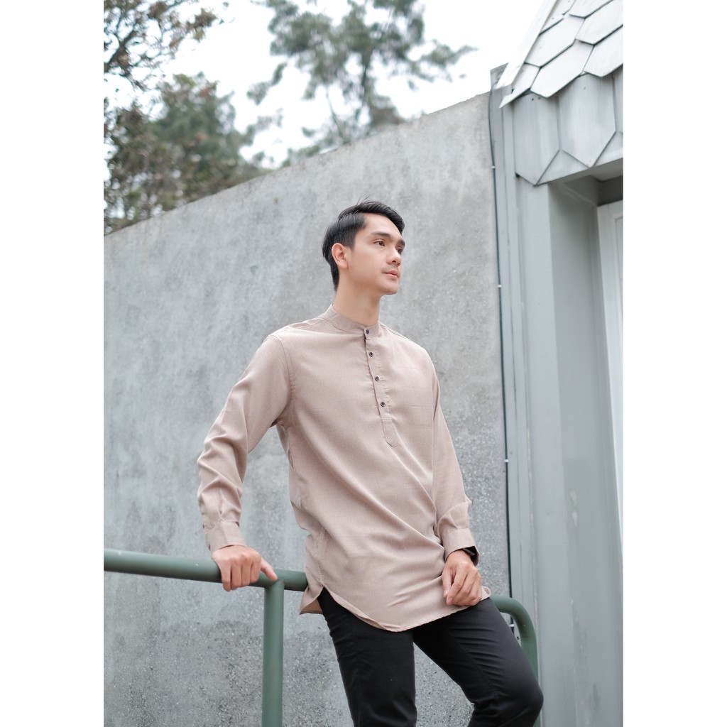 SANVANINA F-03A Kemeja Long Kurta Salman Coffee Milk | Baju Kurta Muslim Salman Mocca