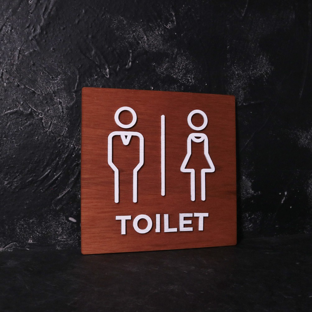 Sign Board Kayu | Toilet | 20 x 20 cm | Papan Sign