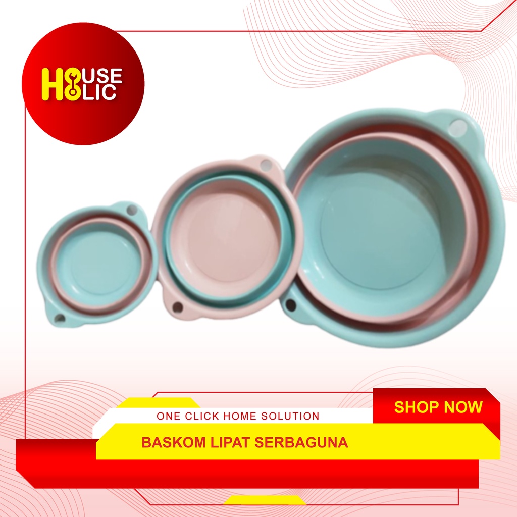 Baskom Bilas Ember Bulat Lipat Portable Plastik Silicon Sebaguna