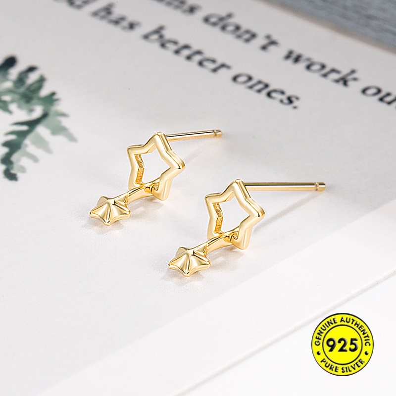 Anting Tusuk Berlian 18K Bentuk Bintang Meteor Shower U1062