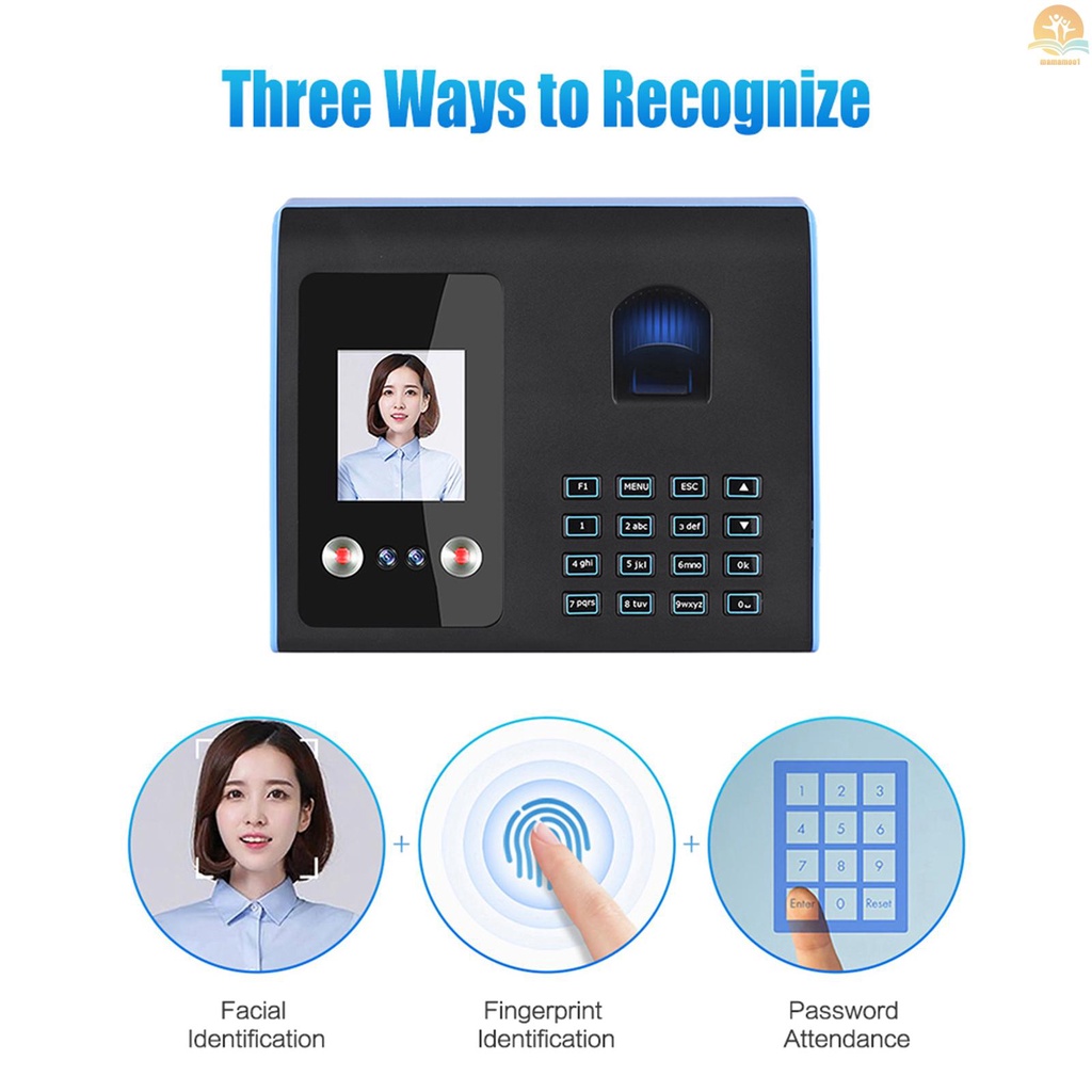 Intelligent Attendance Machine Face Fingerprint Password Recognition Mix Biometric Time Clock for Employees with Voice Broadcast Function Support Multi-language