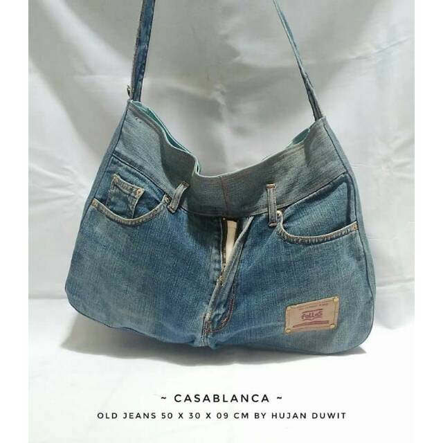 TAS UNIK UNIQUE BAG RECYCLED HANDMADE OLD JEANS CASABLANCA