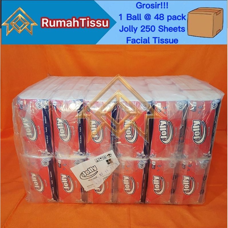 [1 Dus @ 48 Pack] Tisu Tissue Jolly Facial Pack by Paseo 250 Sheets 2 Ply Murah