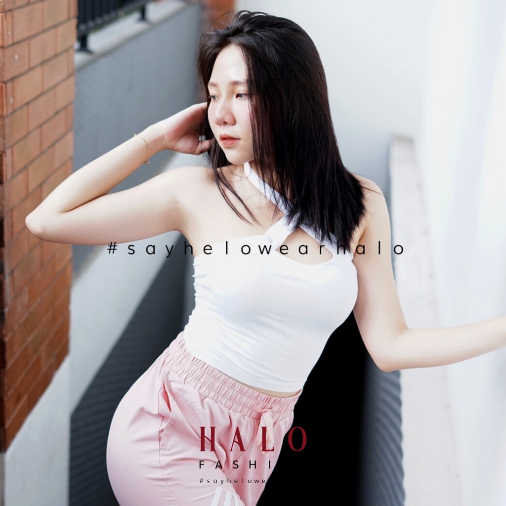 [HaloFashion] Ruby Sexy Crop Top Halter Tank Top Halter Top Basic Top Korean Fashion