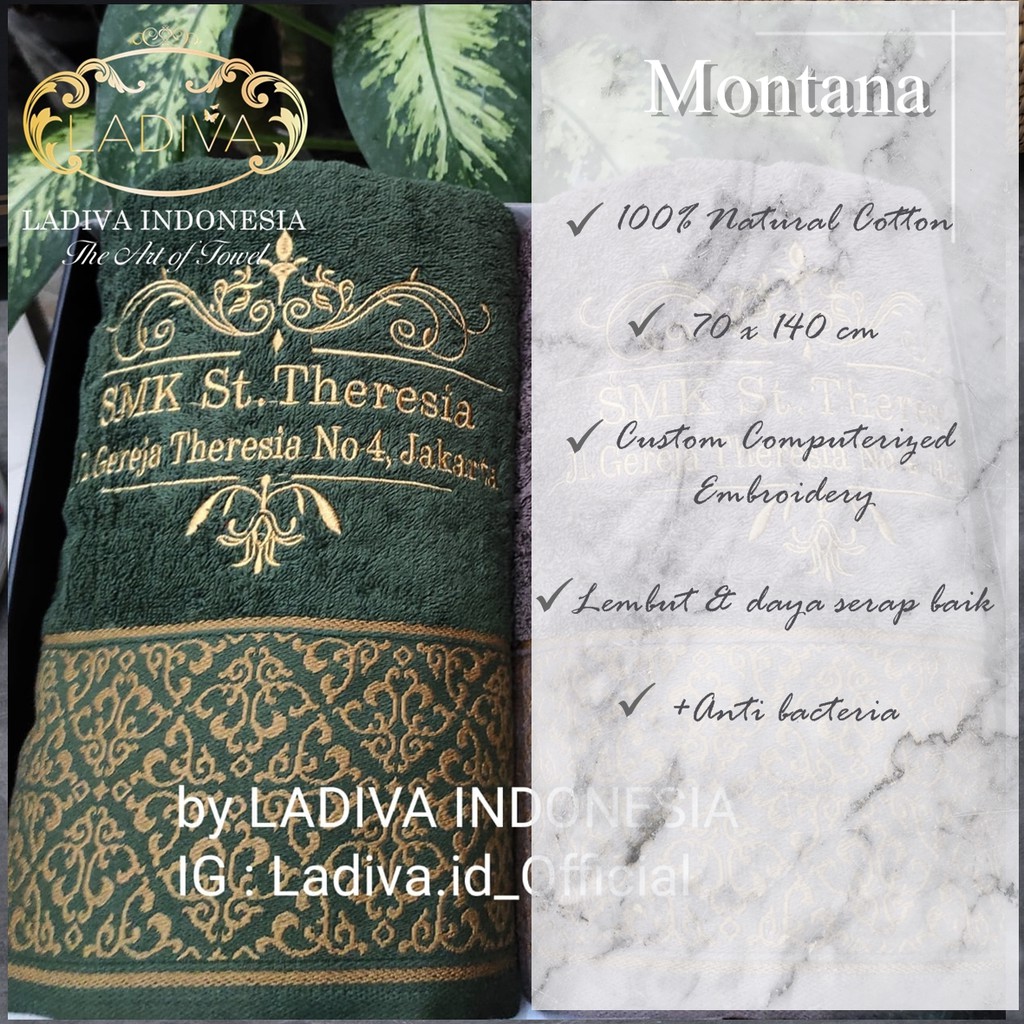 Luxury Gift Box Set - Handuk Single Premium MONTANA Series with Custom Bordir & Exclusive Box - Coco
