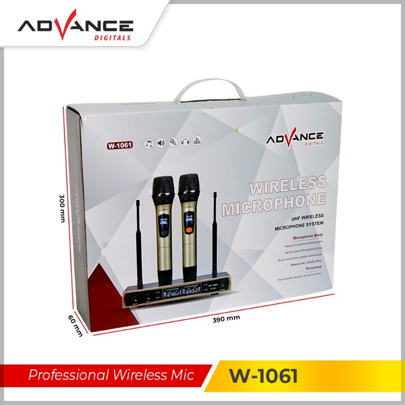 ADVANCE W 1061 W1061 Dual Mic Wireless Profesional Microphone + amplifier MIK  wireless