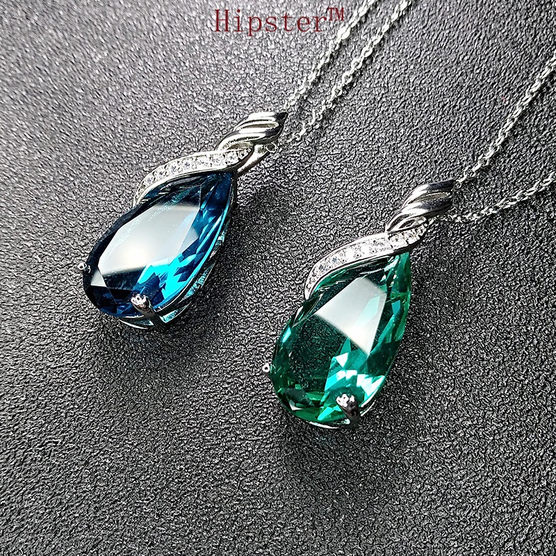 Personality Affordable Luxury Fashion Pear-Shaped Sapphire Pendant Necklace