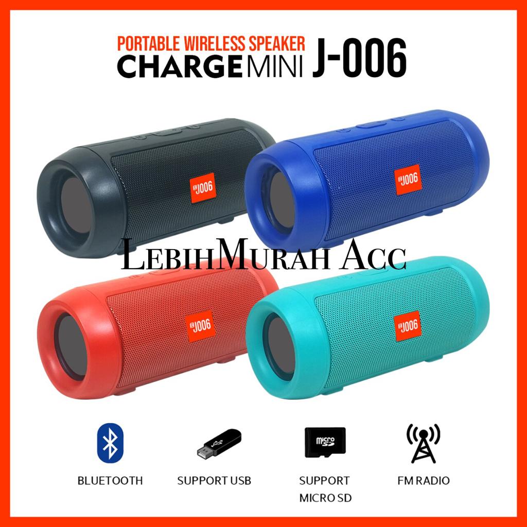 Speaker Bluetooth Charge Mini 2+ J006 Wireless Speaker Aktif Samping Kiri Kanan Karet