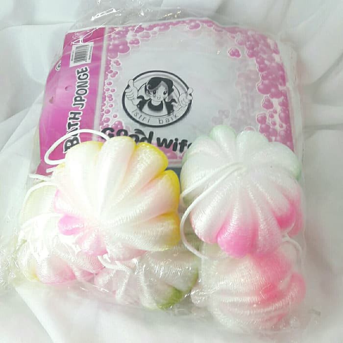 BATH SPONGE SPONS MANDI LABU WARNA PELANGI / SPONS MANDI MODEL LABU / SHOWER PUFF 1 ( SATU ) PCS