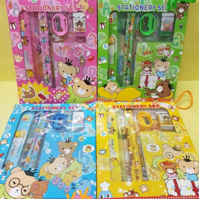 

Paket alat tulis set 6 in 1/stationery set souvenir ulang tahun anak / Alat tulis set memo
