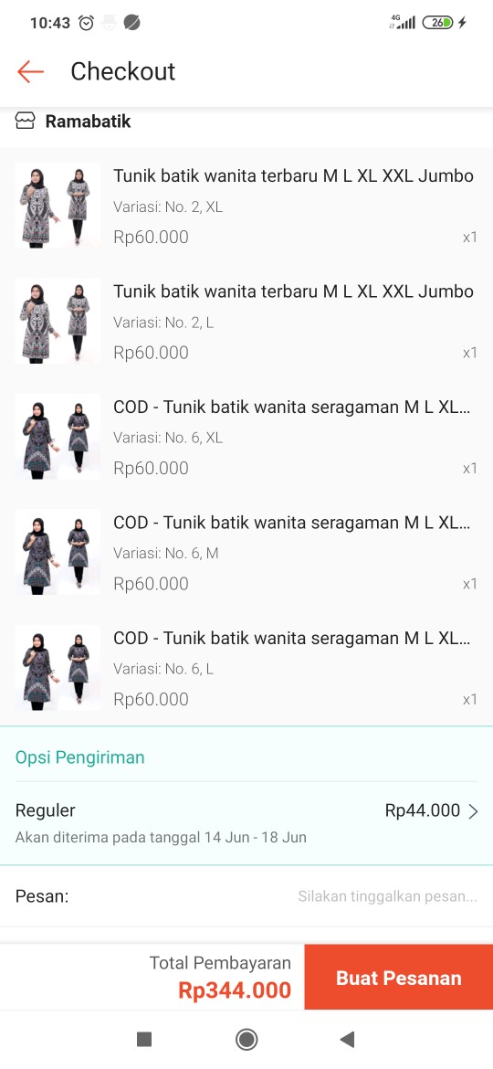 Cod - Tunik Batik Wanita Seragaman M L Xl Xxl Jumbo