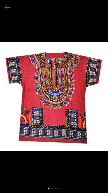 Baju Etnik Kaos Etnik Dashiki Bohemian Style All Size Pria Wanita -  Merah