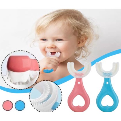 sikat gigi anak bentuk u shape bahan silikon usia 2 6 tahun   training toothbrush baby silicone 360 
