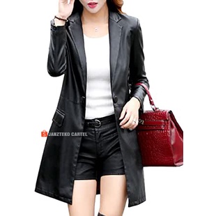 JNK x MALONE - Jaket Blezer Wanita Panjang Long Coat Bahan Kulit Sintetis Viena Faux Synthetic Leather Cewek Blazer Slim Fit Korea KPOP Winter Autumn Casual Semi Formal Kerja Kantor Acara Bisnis Pesta Distro Import Model Kerah Setelan Jas Suit Anak Kasual