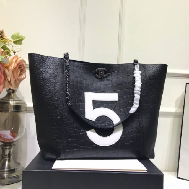 Tas Wanita / 5 Print Chanel Tote 7085 / Shopping Bag Mirrror Quality
