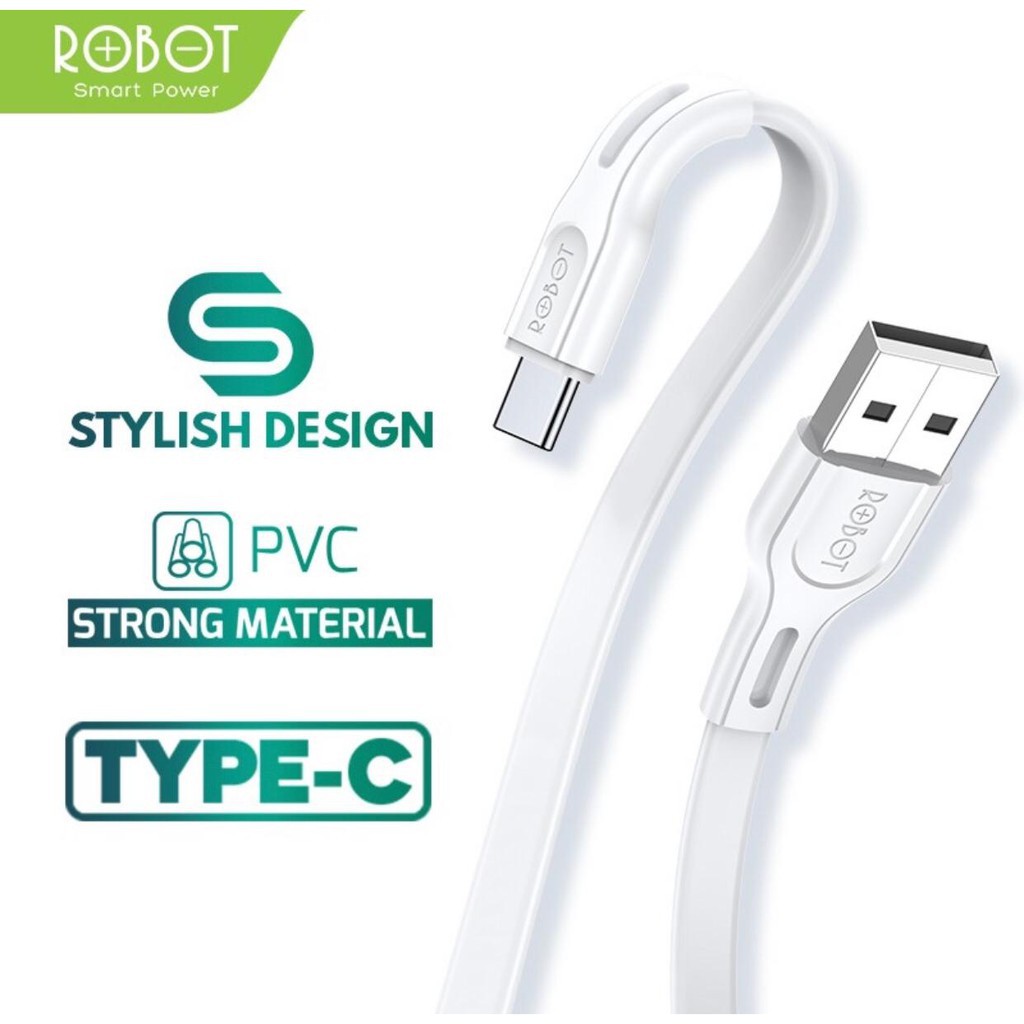 Kabel Data USB Charger Robot TYPE-C RDC100S RDC 100 S RDC100 2.4A White hp oppo vivo xiomi samsung