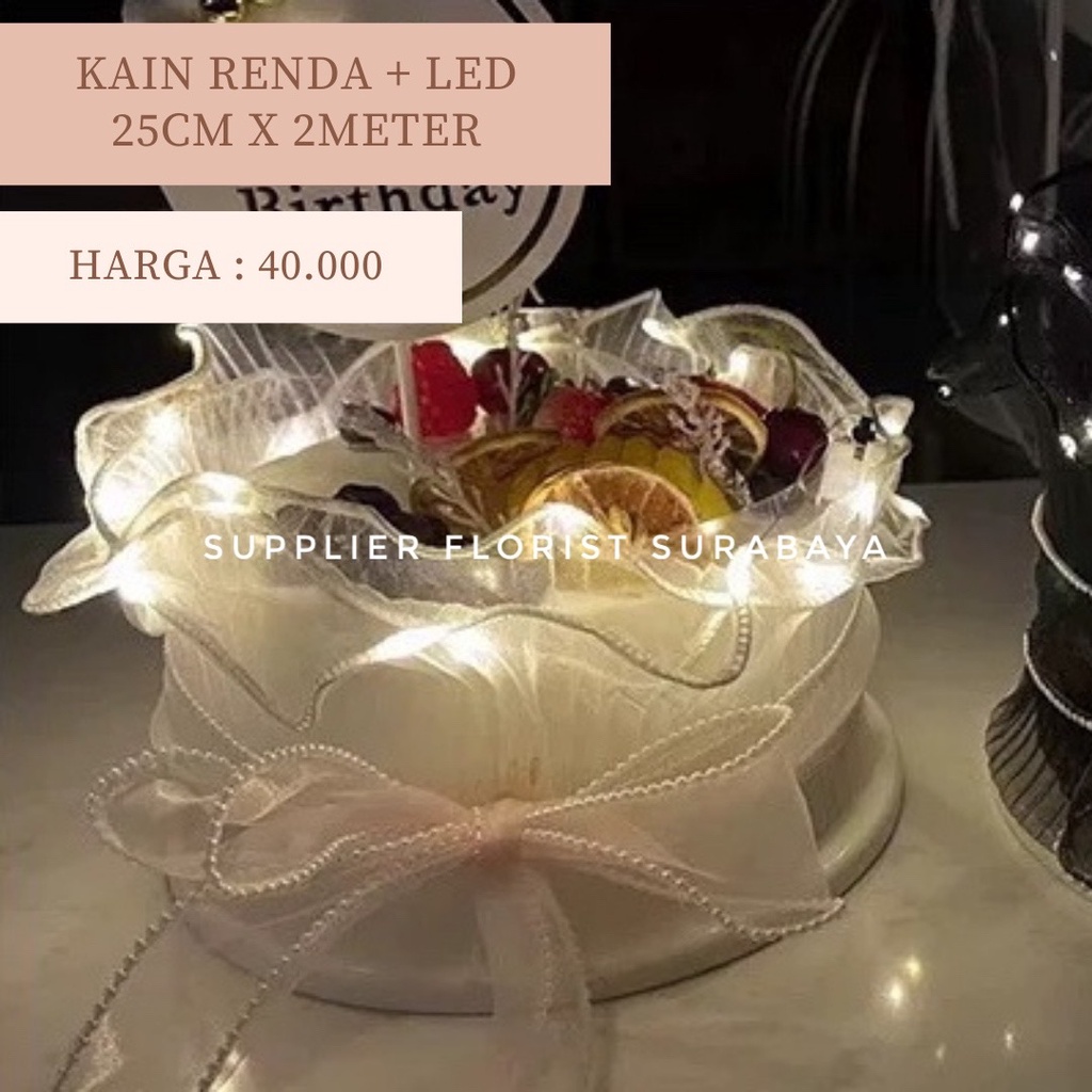 RENDA BUNGA + LED DENGAN 3 MACAM TIPE NYALA LAMPU UNTUK PEMANIS BUKET BUNGA JARING RENDA