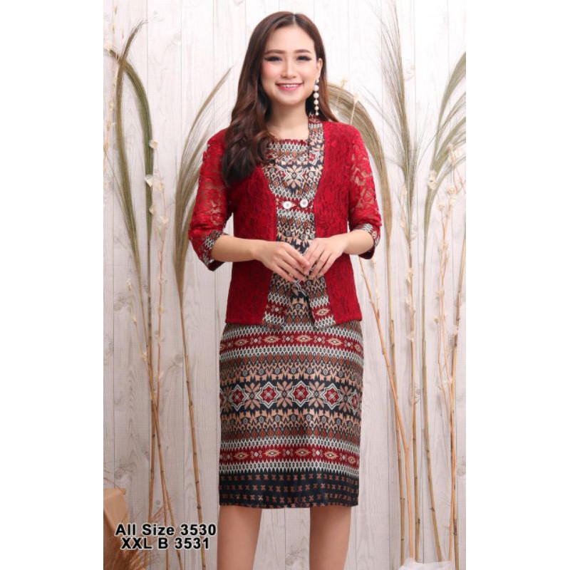 Dress Scuba Kombinasi Brokat