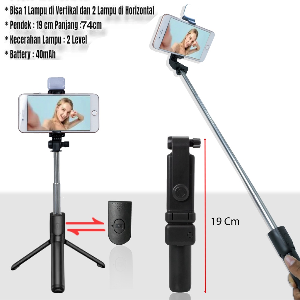 Selfie stick R1S tongsis 3in1 plus Remote Control Bluetooth Tripod