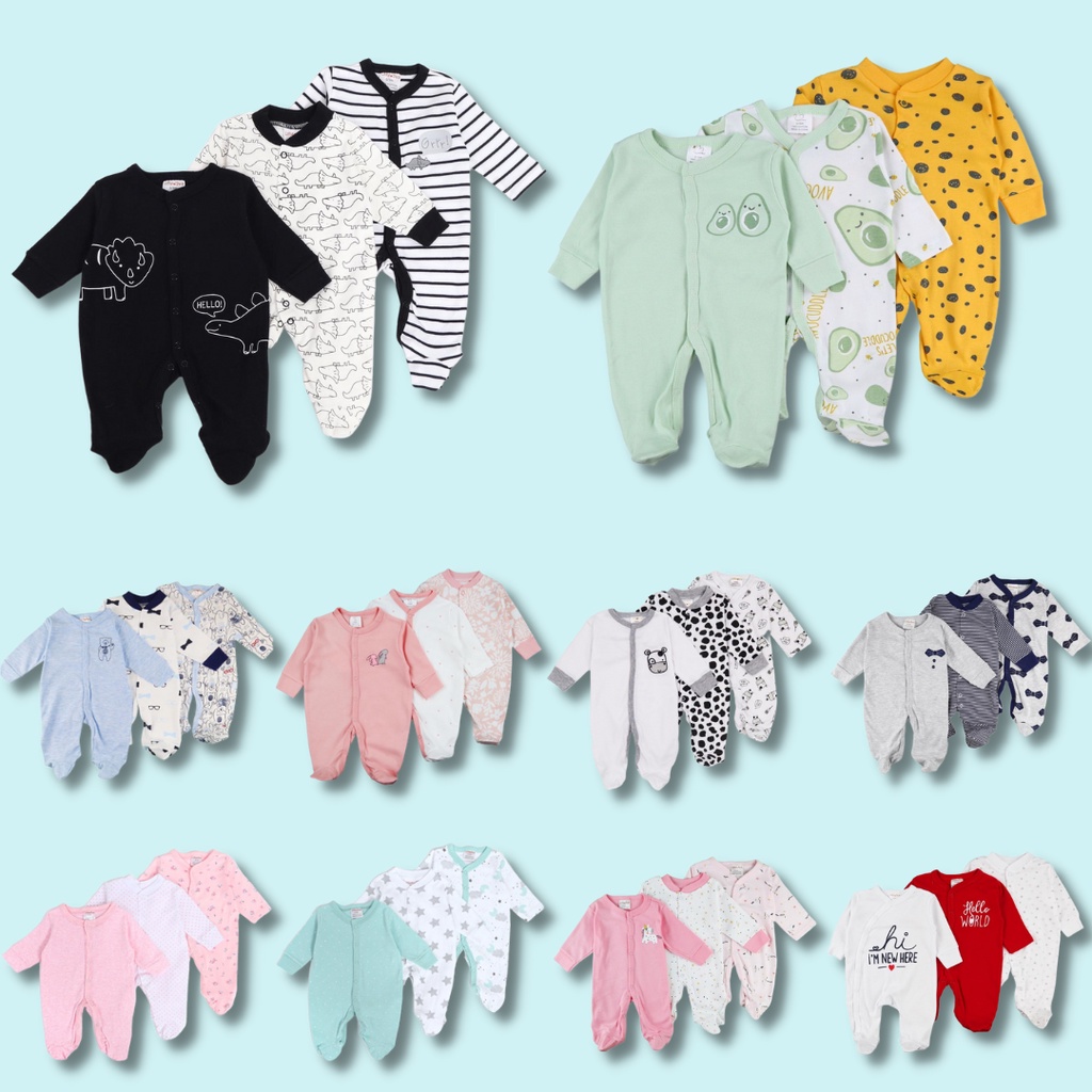 littlezilla   baju tidur bayi laki laki perempuan newborn jumper sleepsuit baby bayi 0 9 bulan