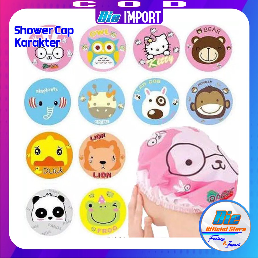 Shower Cap Karakter / Penutup Kepala Korean Style Impor Best Seller