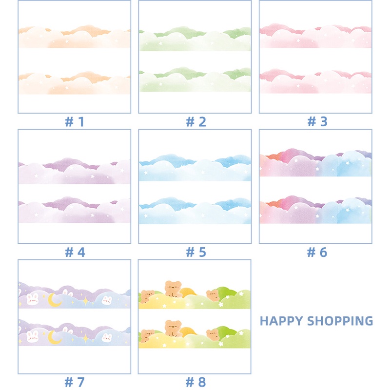 Stiker Kertas / Selotip Washi Gambar Awan Lucu Untuk Dekorasi Handbook DIY