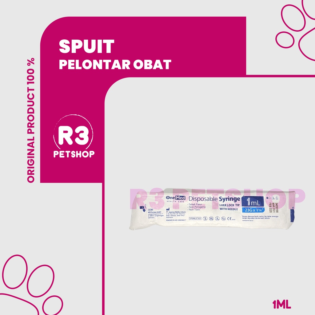 Pelontar obat untuk Kucing dan Anjing Spuit One Med 1ml/3ml/5ml