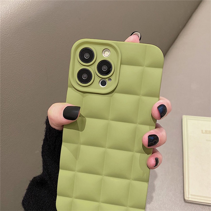 Casing Compatible for iPhone 14 13 12 11 Pro Max iPhone X Xr Xs Max iPhone 7 8 6 6s Plus iPhone 14 Plus Macaron Color Phone Case Fashion Checkered Anti-fall Soft Case Silicone Lens Protection Back Cover