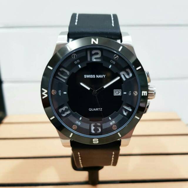 swiss navy sn8008 silver dial black 8008 original